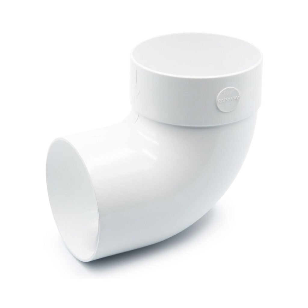 Відвід труби одномуфтовий 87° білий 75мм RainWay