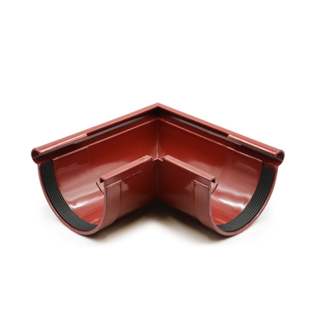 Кут ринви зовнішній 90° червоний 130мм RainWay