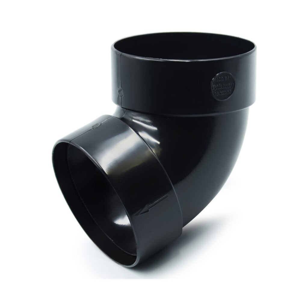 Відвід труби двомуфтовий 67° чорний 100мм RainWay