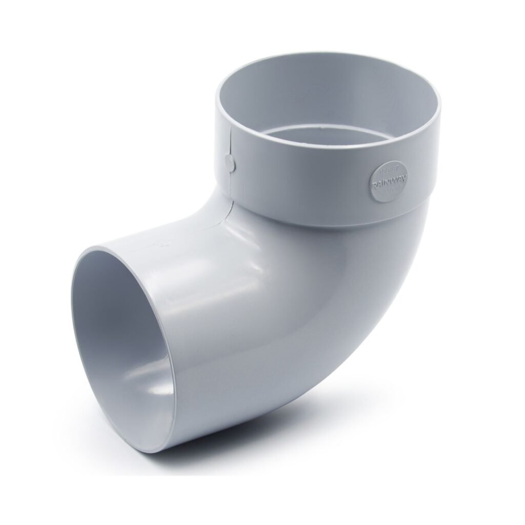 Відвід труби одномуфтовий 87° сірий 100мм RainWay